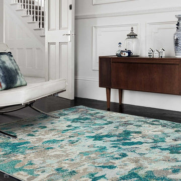 Colores Cloud CO03 Ethereal Modern Abstract Durable Easy-Care Low Profile Ribbed Short Pile Multicolour/Blue/Teal/Beige/Grey/Cream Rug-Asiatic Carpets-Rug Love - The Most Loved Rug Store